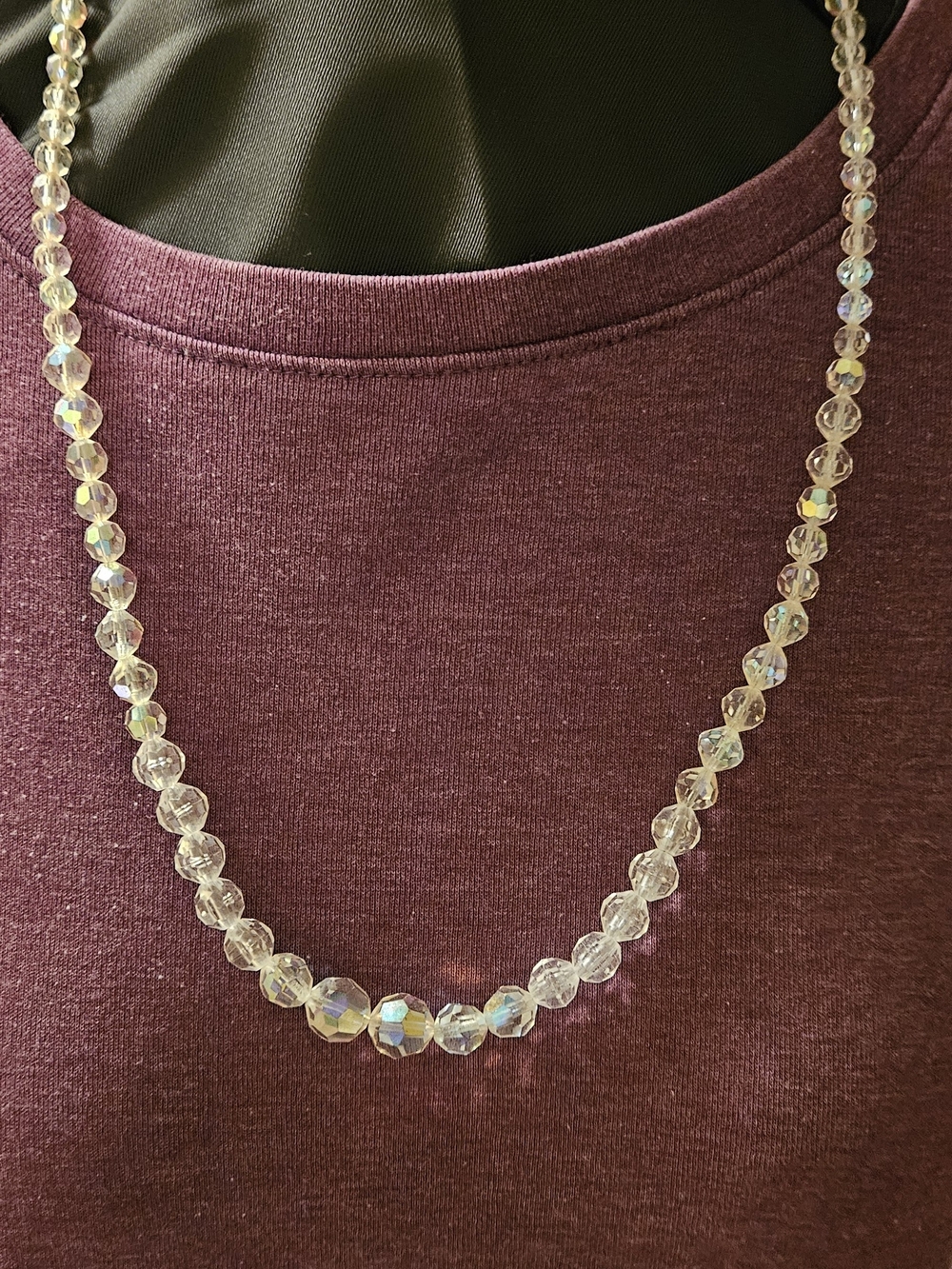Crystal Bead Necklace - Iridescent Clear